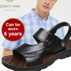Sandals for men non-slip dual-purpose breathable casual leather massage