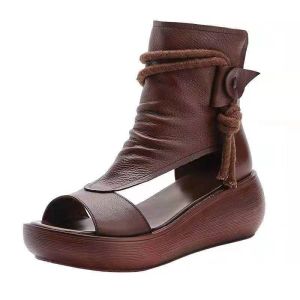 [Free Shipping] Roman-Style WomenS Summer Casual Fashion New High-Top Wedge Heel Sandals With Thick Soles And A Fish-Mouth Design