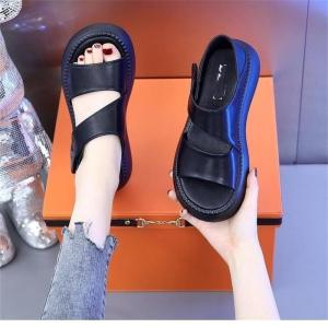 Free Shipping WomenS Summer 2026 New Thick-Soled Sandals With Velcro Non-Slip Soft Sole Mid-Heel Suitable For Skirts Casual Roman Shoes