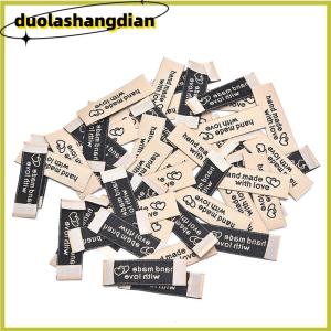 [Duola] 50Pcs Handmade Fabric Labels Embroidery Printed Tags DIY Sewing Accessories