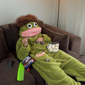 Cartoon Big Silly Mouth Monster Onesie Pajamas Cozy Plush Sleepwear Funny Couple Loungewear with Comb and Shoes for Adult Outfit2026