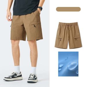 Camel mens water-repellent overalls shorts durable big pockets sports shorts