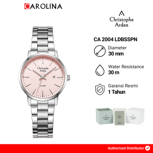 Jam Tangan Wanita Christophe Arden CA 2004 LDBSSPN Pink Dial Silver Stainless Steel Strap