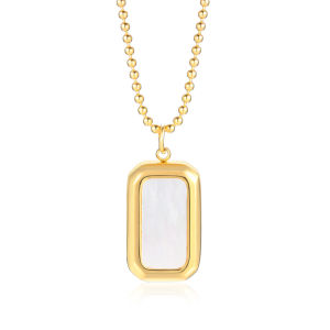 Kemstone Golden Stainless Steel Shell Square Brand Pendant Necklace Fashion Jewelry for Women