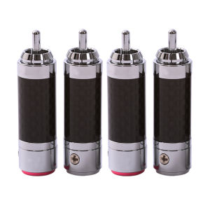 DIYLIVE 4-Piece FuruTECH CF-102(R) Carbon Fiber Rhodium-Plated RCA Lotus Head Audio Cable Terminals Solderless Self-Locking Plug