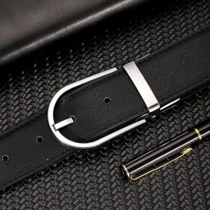 【Gift Box】Reversible Belt for Men 35mm Oval Pin Buckle Belt Doublesided Waistband for Jeans Suit Fashion Accessories for Gentlemen