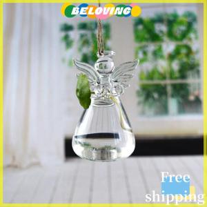 Beloving Flash Sale 1PC Angel รูปแก้วโปร่งใสแจกันดอกไม้แขวนแจกันสวนตกแต่ง