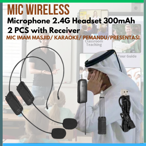 Mic wireless headset online terbaik