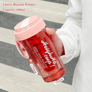 VMCTRD Transparent Sports Water Bottle 600ml with Tea Strainer Reusable Plastic Cup with Scale Straw Water Cup Outdoor