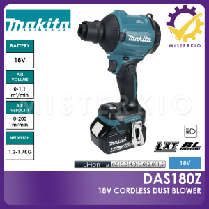 Makita Cordless Dust Blower / Inflator 18V with Accessories. For Electronics Cleaning to Blow-off Job. DAS180Z.