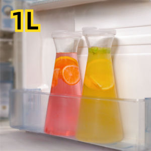 1L Round Carafe with White Lid Fridge Water Jug Water Bottle Water Tumbler Ref Jug