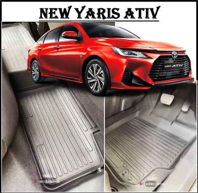ผ้ายางปูพื้นรถยนต์ ถาดยางปูพื้น พรมปูพื้นรถ TOYOTA NEW YARIS YARIS ATIV > 2022 2023 2024 โตโยต้า ยาริส 5 ชิ้น