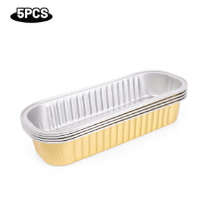 YESPERY 5/10pcs Gold Thickened Tin Paper Box Rectangular Baking Plate Disposable Cheese Corn Sweet Potato Durian box Cooking Foil Trays