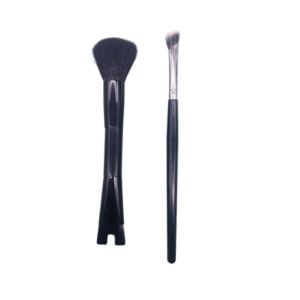 FEELING WELL 2Pcs หัวคู่ ชุดแปรงคอนทัวร์จมูก แบบ2-in-1 แบบพกพาได้ แปรงอายแชโดว์แบบฝุ่น ใช้งานได้หลากหลาย แกะสลักจมูก แปรงเงาจมูก สำหรับนักเรียน