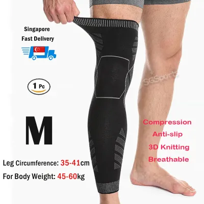 Leg Compression Sleeve Knee Stabilizer ▷ Full Long Joint Brace for Running Soccer Basketball Cycling Meniscus Tear ACL MCL Arthritis Pain Relief Thigh & Calf Elastic Support Sleeves for Men & Women