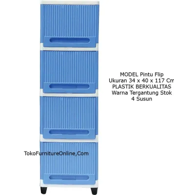 Lemari rak laci kabinet pakaian baju serbaguna 4 susun flip Club