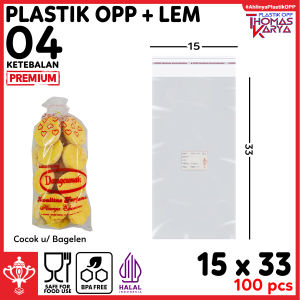 Plastik OPP 15x33 TEBAL isi 100 Kantong Bening Kemasan Bagelen Kue Kering Thomas Karya Seal Perekat