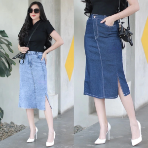 KNEE LENGHT HIGHWAIST JEANS SKIRT SPAN 7/8 KEKINIAN