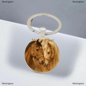 [COD] Modingdue Cute Double Horse Head Pattern Circular Pendant Keychain Backpack Hangings Decoration