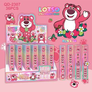 Pen Gel Tekan⚡草莓熊按动中性笔 Lotso Gel Pen 可爱学生黑色水笔顺滑速干大容量盲盒随机款 Blind Box Cute School Stationery Kids