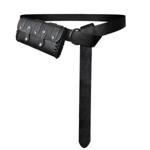Adjustable Style PU Leather Waist Belt Sash and Matching Waist Bag Detachable Wallet for Cosplay