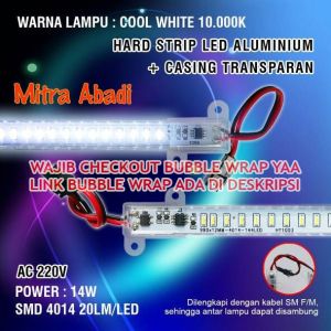 Hard Strip LED SMD 4014 14W Cool White AC 220V + Casing Transparan 1 M