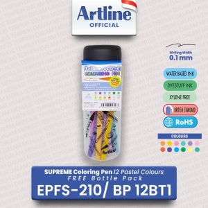 ARTLINE Spidol Mewarnai Supreme Coloring 12 Warna Pastel EPFS-210/BP12BT1 (GRATIS BOTOL)
