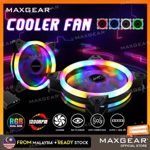 MAXGEAR Malaysia 1200rpm Dual Side LED Cooler Fan Noiseless 120mm Fan RGB PC Case Fan Radiator CPU Cooler Fan Cooling Fan Radiator Fan
