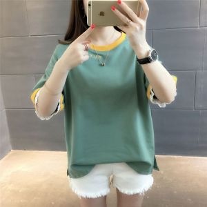 QKKshop 🎉🎉เสื้อคอกลมคอและขอบแขนแต่งแถบสี มีให้เลือกกันจุกๆถึง5สี❗️❗️แต่ละสีคือดีงามมากกกเว่อร์