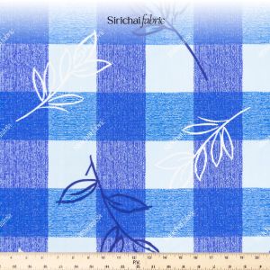 ผ้าคอตต้อนทีซี Cotton TC ลายตารางใหญ่ และใบไม้ หน้ากว้าง 44 นิ้ว ผ้าเมตร ผ้าหลา