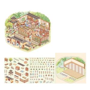 Nhãn dán phong cảnh Phong cách Trung Quốc nhãn dán cảnh 3D nhãn dán sổ lưu niệm mèo nhãn dán thẩm mỹ dụng cụ làm Album ảnh