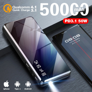 Powerbank 50000mah High Quality 100% Super Slim Power Bank Charging Original Powerbank External Battery Portable Travel Multiple USB Interface Output