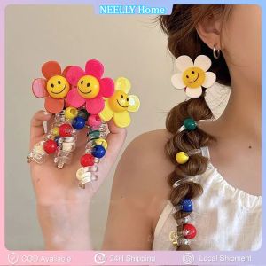 1PC Colorful Sunflower Spiral Hair Rope Hair Tie Rubber Ponytails Hair Accessory For Sweet Girls Hairband High Grade Spring Summer Sweet Hairstring Hair