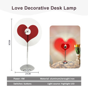 Eroma Love Desk Lamp Romantic Red Atmosphere Lamp With Switch For Photography Party Bedrooms Creative Wall Projection