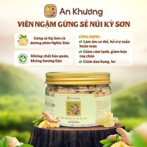 Viên Ngậm Gừng An Khương Cay thơm đậm vị Giảm Ho Đau Bụng Kinh Giải Cảm - Gừng Kỳ Sơn
