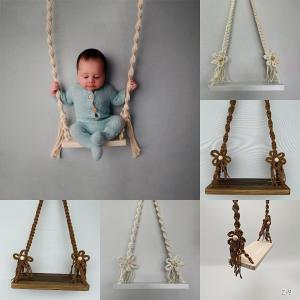 Solid Wood Swing Chair  Photography Props Hand-woven Lace Swing Retro Photography Swing