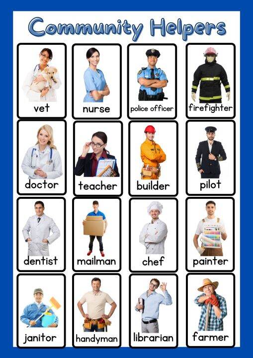 Community Helper Chart (A4 Glossy Paper, Laminated) | Lazada PH