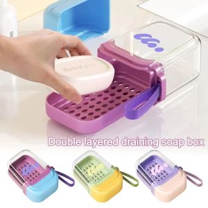 JEHUA Portable  Soap Box Cartoon Leak-Proof Plastic Soap Holder Hygienic Storage Waterproof Sealed Soap Rack Bathroom Accessories