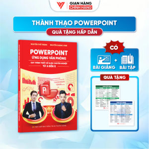 Sách PowerPoint Ứng Dụng Văn Phòng Quy Trình Thiết Kế Slide Chuyên Nghiệp Kèm Video Online Miễn Phí + Nhãn dán