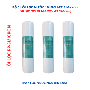 Combo 3 Lõi Lọc Nước 10 Inch PP-5 Micron NESCA 5U - (Lõi Lọc Thô Số 1 - Dùng Trong Bộ Lọc Sinh Hoạt Gia Đình)