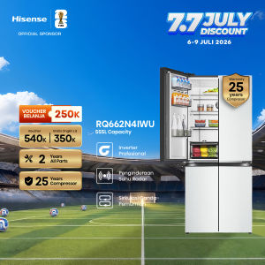 Hisense Kulkas 4 Pintu - RQ662N4IWU - 555L Gross Capacity - Refrigerator - White