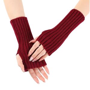 MAOMEI Nửa ngón tay Găng tay dệt kim Màu trơn Chống gió. Găng tay đan móc Cổ điển Màn hình cảm ứng Găng tay không ngón Các bé gái