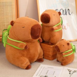 ANGCHI Capybara Simulation Capybara Plush Toy Simulation With Turtle Animal With Turtle Backpack Capybara Stuffed Toy Cloth Doll Capybara Plush Doll BirthdayGift