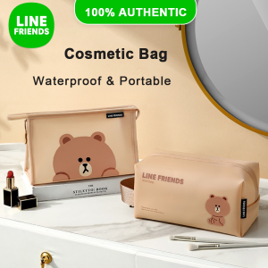 แท้ 100% Line Friends กระเป๋าเครื่องสำอางกันน้ำแบบพกพา Travel ว่ายน้ำกระเป๋าอาบน้ำ ป้องกันการเปรอะเปื้อน ของขวัญวันเกิดสีน้ำตาลกันความชื้น LFB46