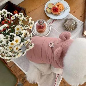 MP0Y Winter Dog Warm Clothes Cute Hat Windproof Dog Vest Coat Fashion Thickened Dog Hiking Jacket for Small Medium Dog