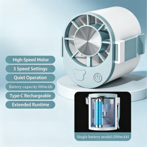 Portable Waist Fan Clip On 3 Speed USB Rechargeable Mini Cooling Fan Handheld Desk Fan For Outdoor Worker