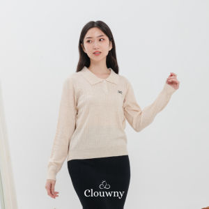 Clouwny Oson Bow Longsleeve Atasan Wanita Lengan Panjang Premium Knit Korean Look Fit to XXL