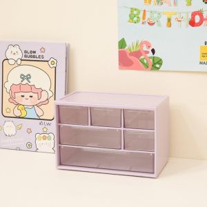 Desk Storage Box With 6 Slots Box Mini Small Desk Drawer Stationary Storage Organizer