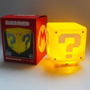 CEMOMEF Mario Bros Night Light USB Charging Brick Desk Lamp 10cm Question Mark Bedside lamp Kids