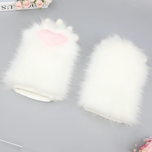 Halloween Cosplay Cats Paw Shape Glove Half Finger Mitten Cute Carnivals Outdoor Glove Plush Glove for Boy Girls
